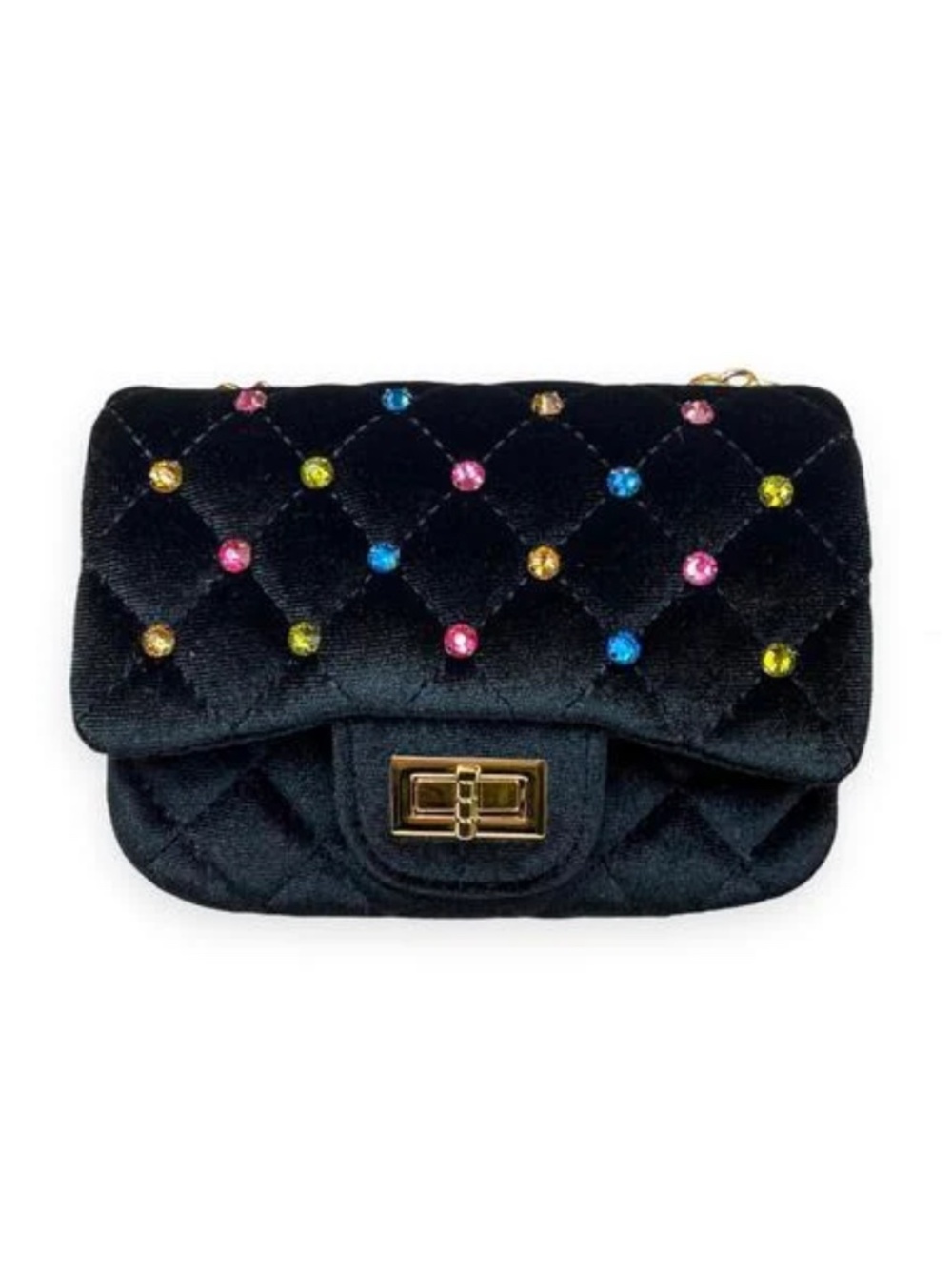 Doe a Dear | Colorful Gems Velvet Quilted Purse | Black